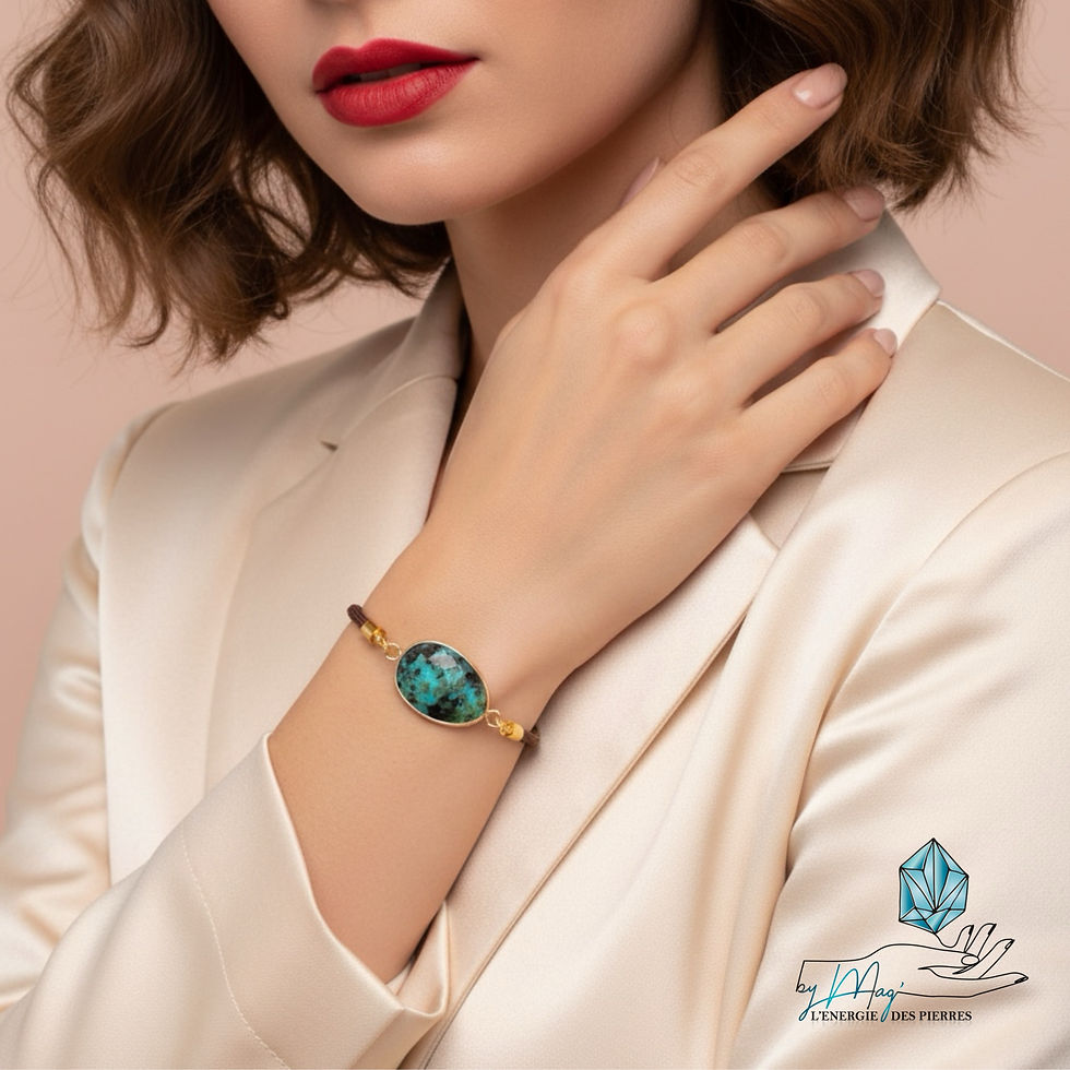Miniature : Bracelet sur cordon Turquoise Africaine