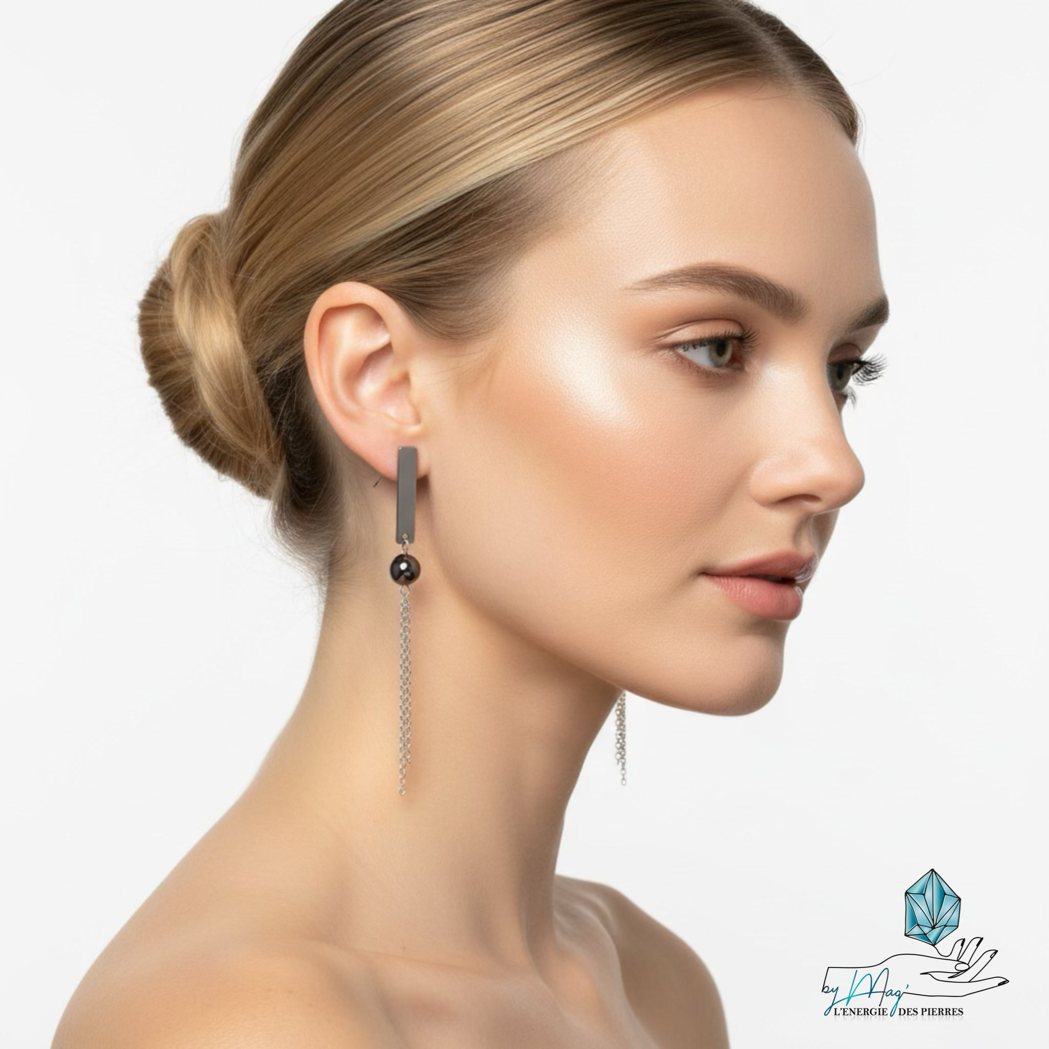 Boucles d’oreilles argentées Hématite