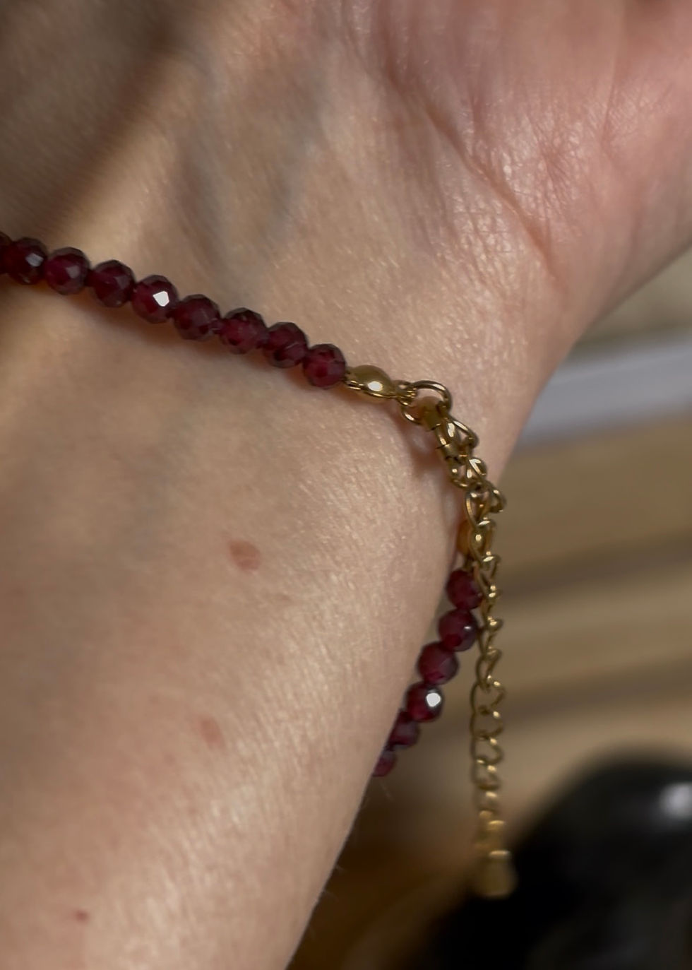 Miniature : Bracelet doré ajustable Grenat Rhodolite 