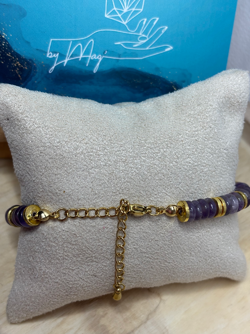 Miniature : Bracelet ajustable doré Améthyste 