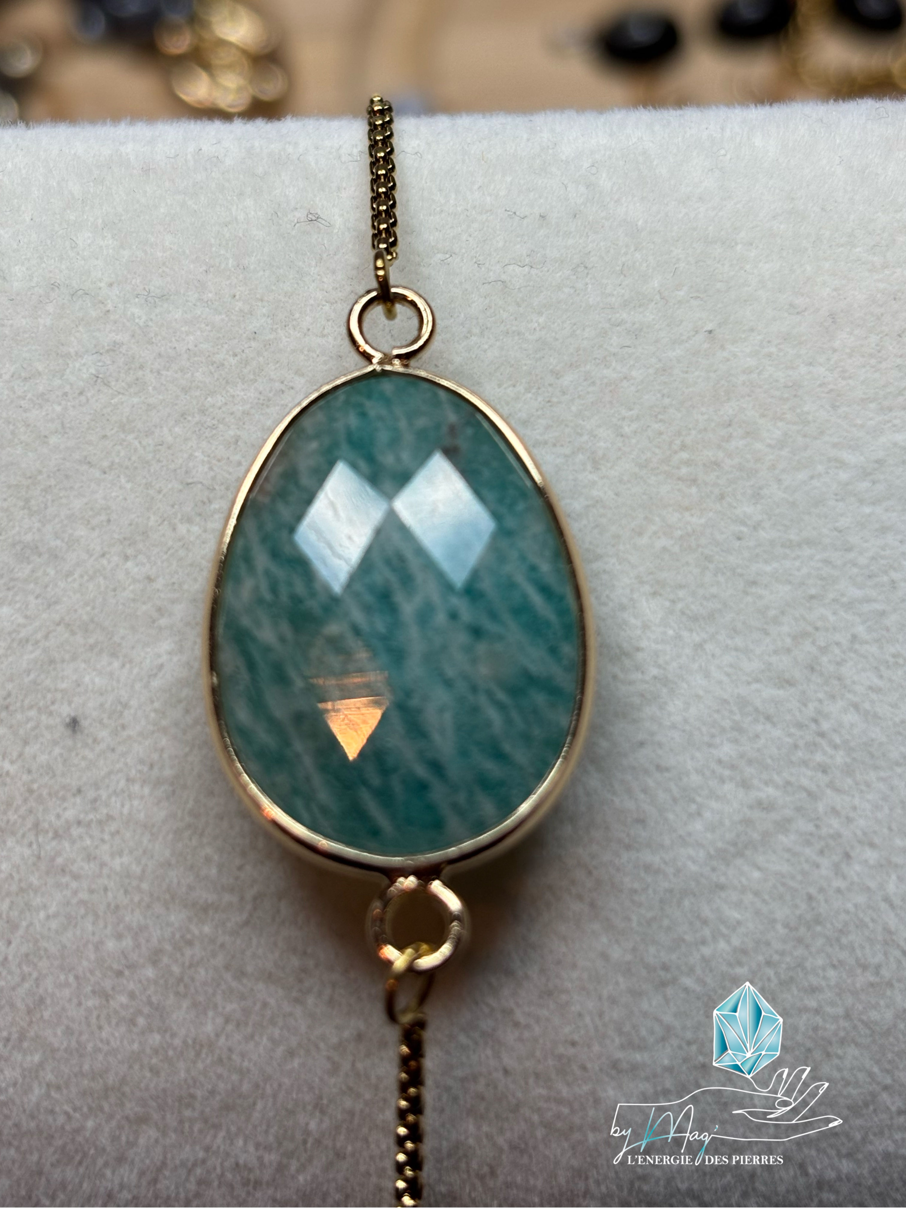 Bracelet ajustable sur chaine en Amazonite