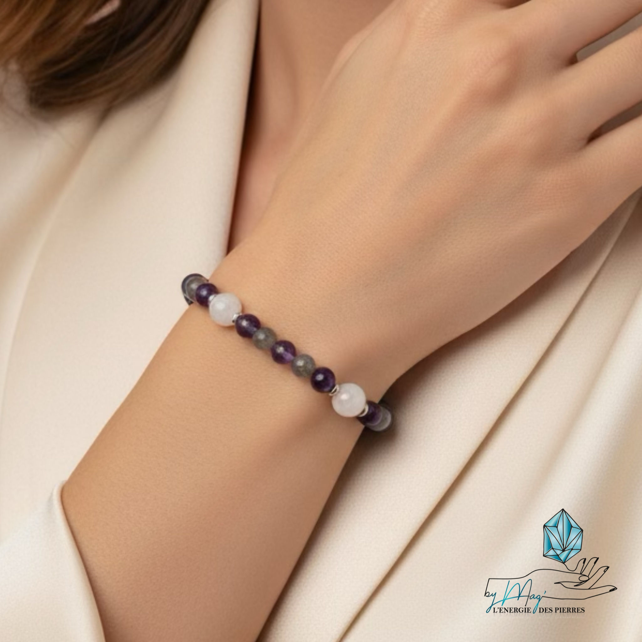 Bracelet Améthyste Labradorite Pierre de Lune
