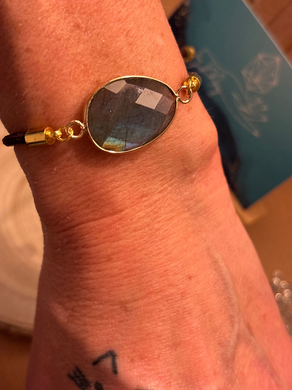 Miniature : Bracelet sur cordon Labradorite bleutée 
