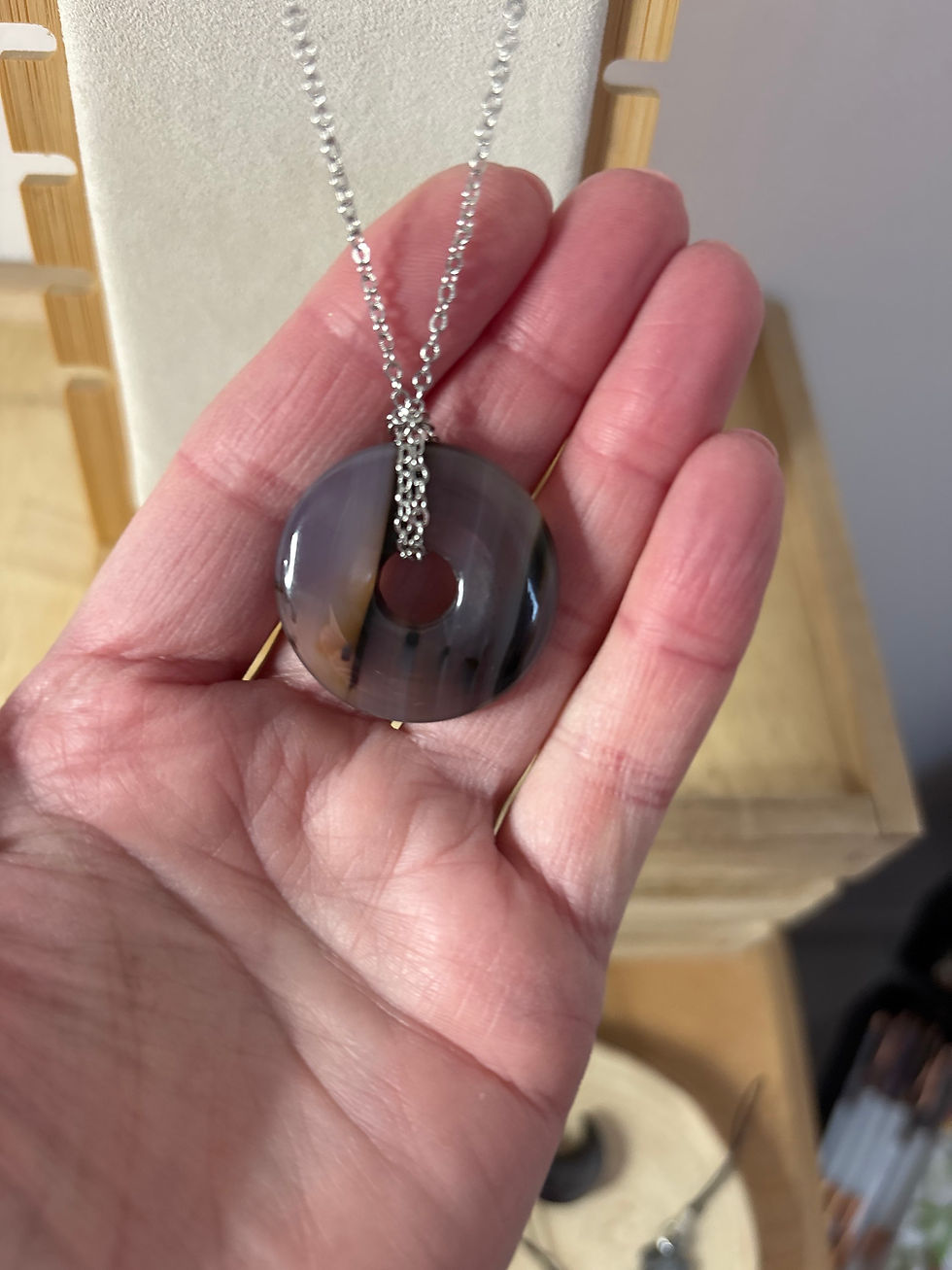 Miniature : Sautoir Donut Agate du Botswana 