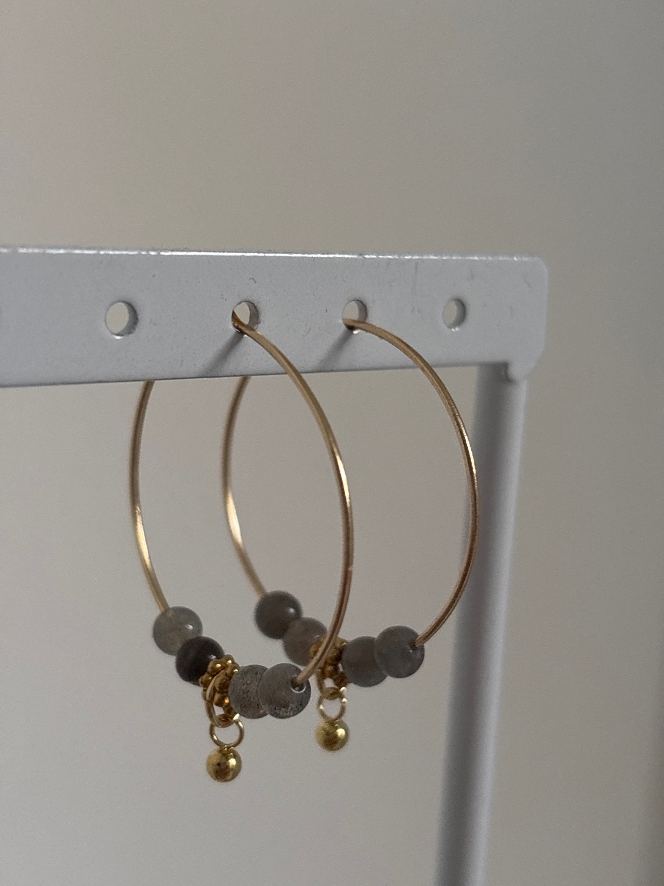 Créoles Labradorite dorées 