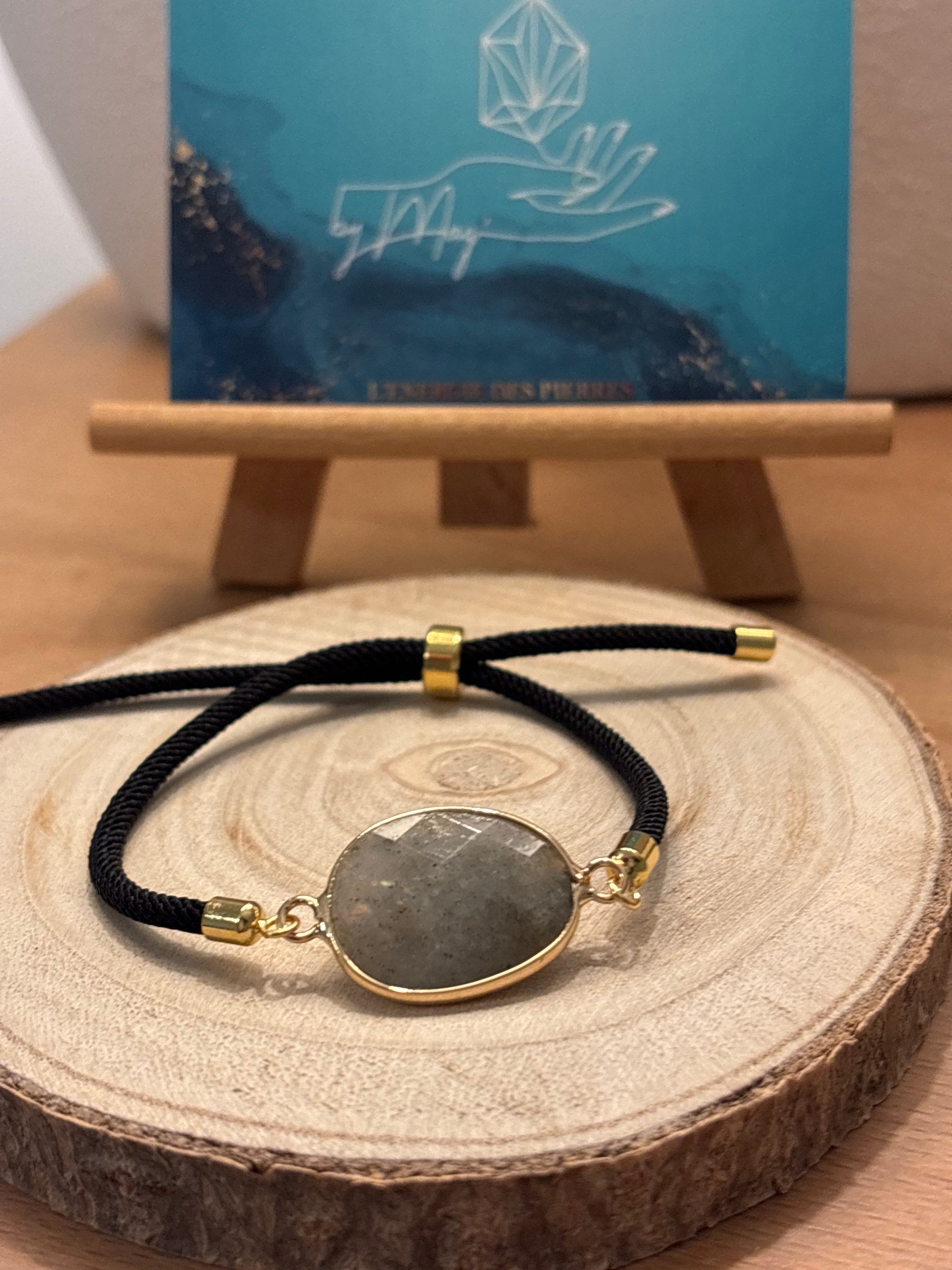Bracelet sur cordon en Labradorite grise