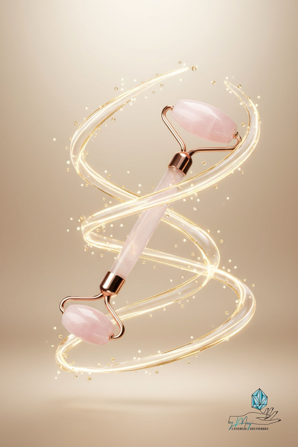 Miniature : Rouleau de massage en Quartz Rose