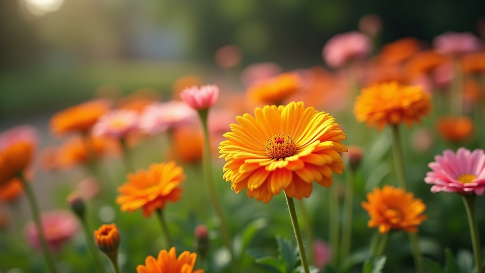 Close-up view of a vibrant flower garden