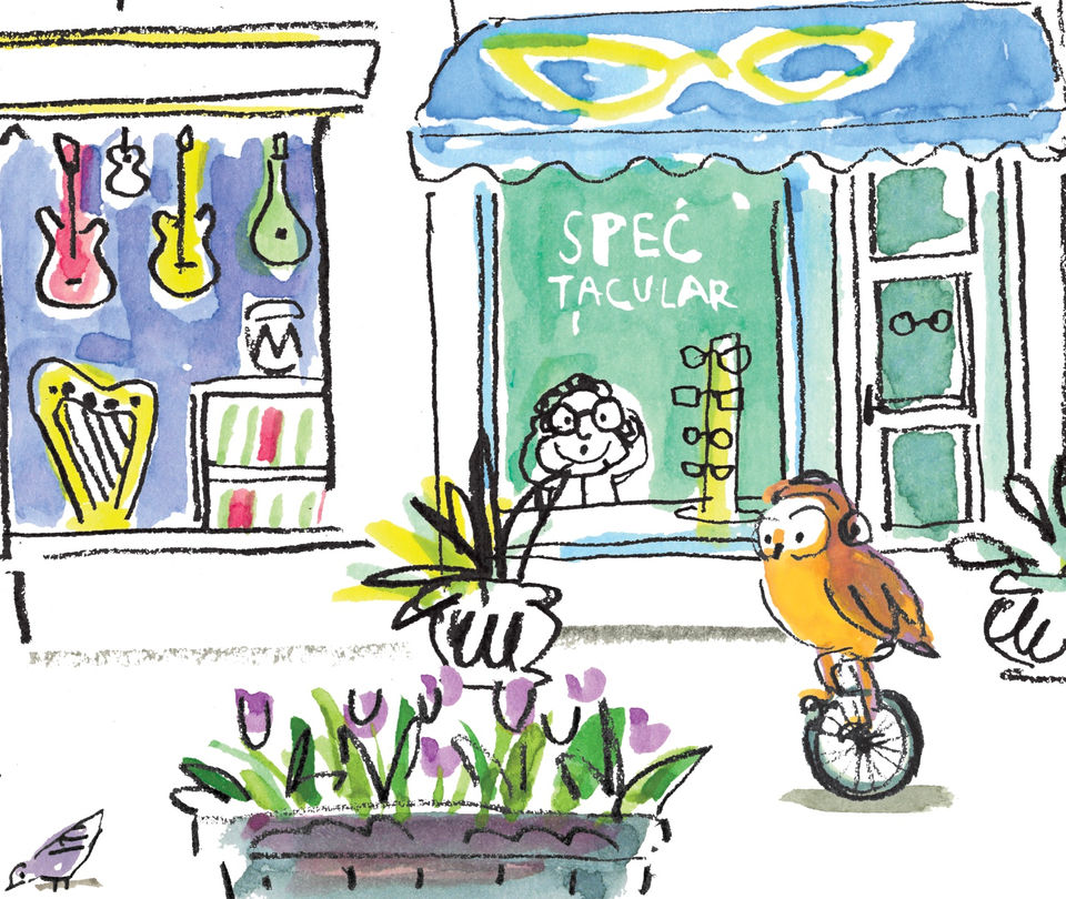 owl on unicycle