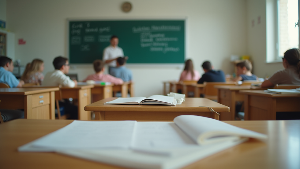 Eye-level view of a classroom with diverse learning materials