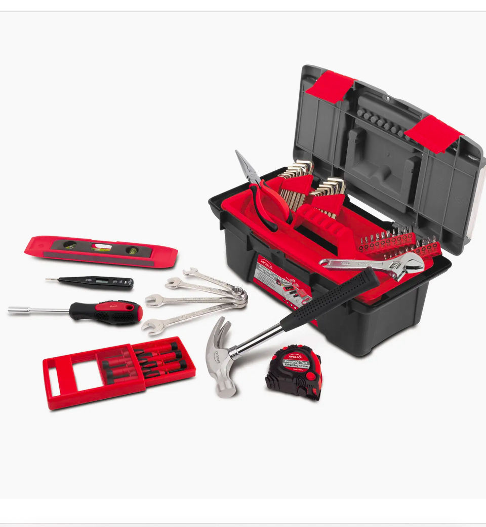 Red-53 Piece Household Tool Kit with Tool Box(Pink)