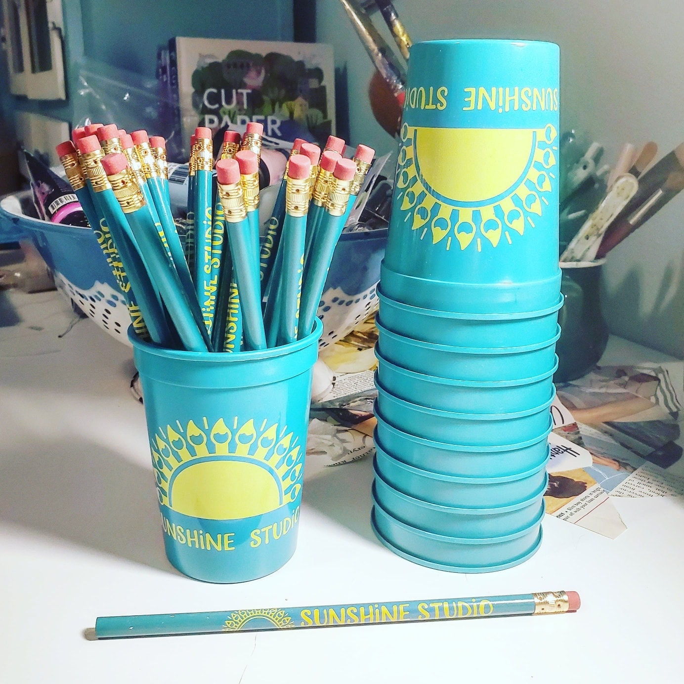 Sunshine Studio Paint Water Cup & Pencil Combo