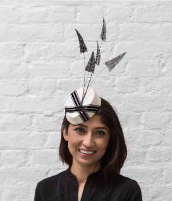 Ivory black fascinator | hatsbyagnieszka