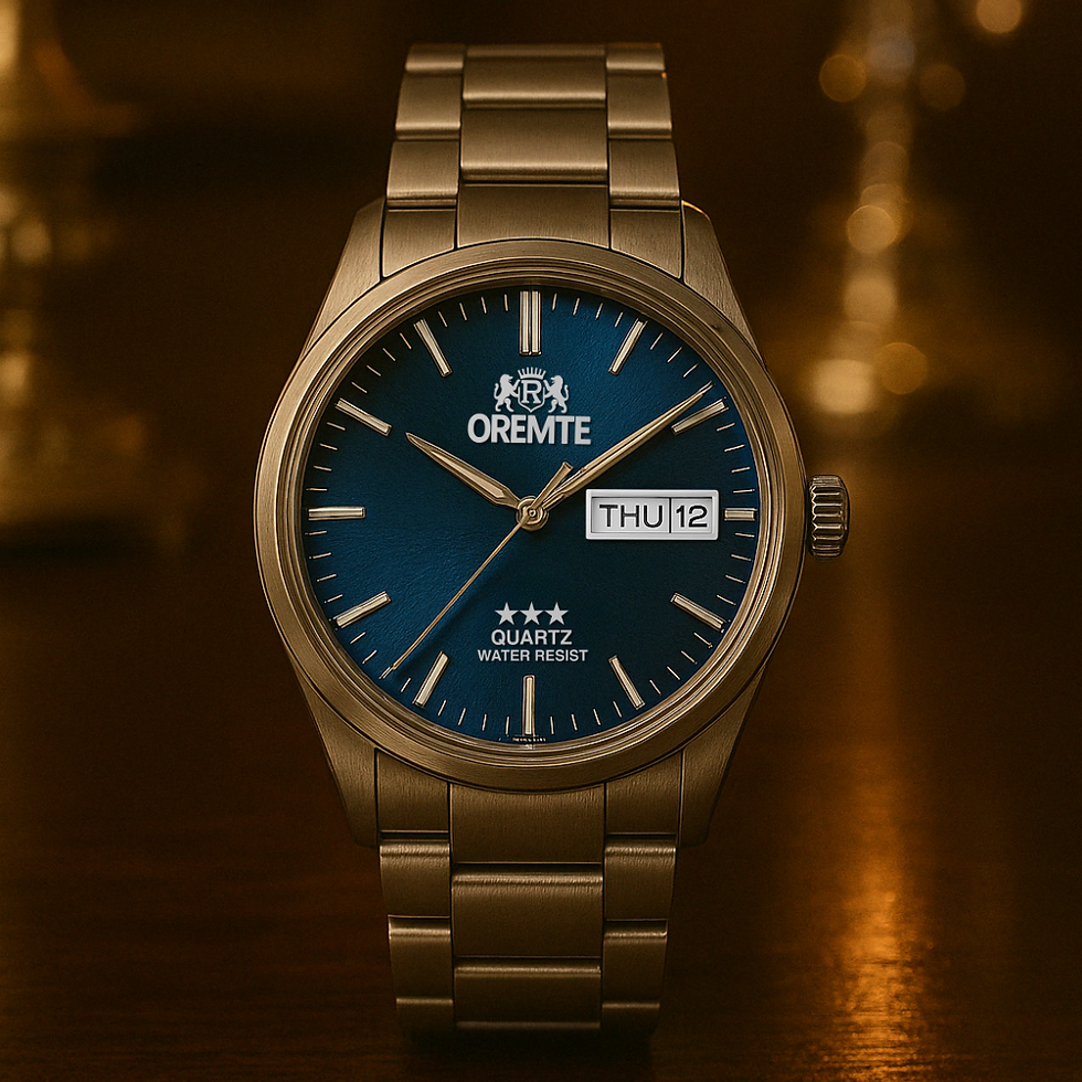 Miniatura: Relógio Oremte Prata e Azul Calendário Executivo Luxo
