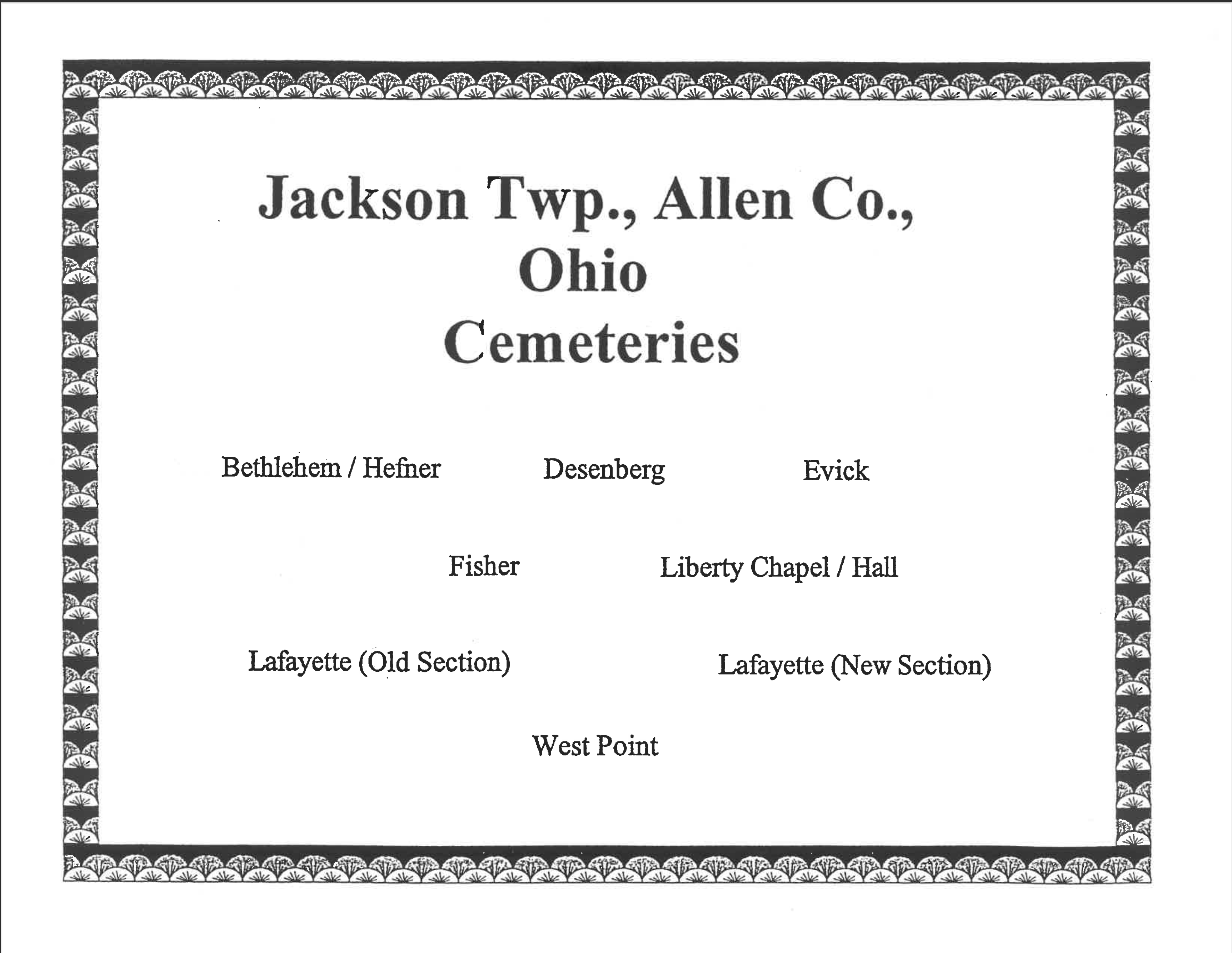 Allen County, Ohio Jackson Twp Cemeteries