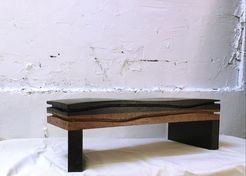 "Mini Cork Wave 01" 2022, Natural dark and blond cork, 93 x 27 x 30 cm, 36 x 11 x 12 in. 100% sustainable.