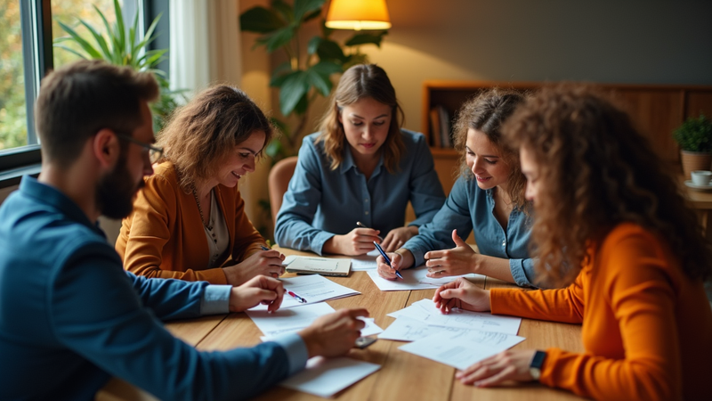 Professionals collaborating in a meeting