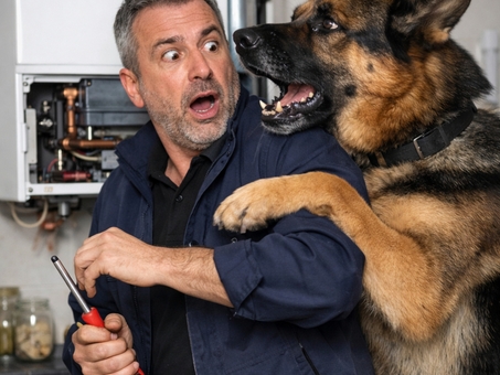 un perro sobre un técnico junkers