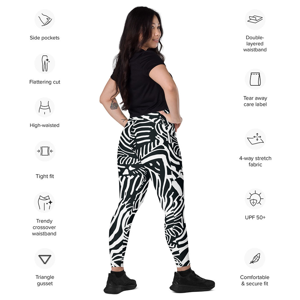 Thumbnail: Rockstar Essentials Women's Crossover Leggings w/ Pockets (Zebra 2)