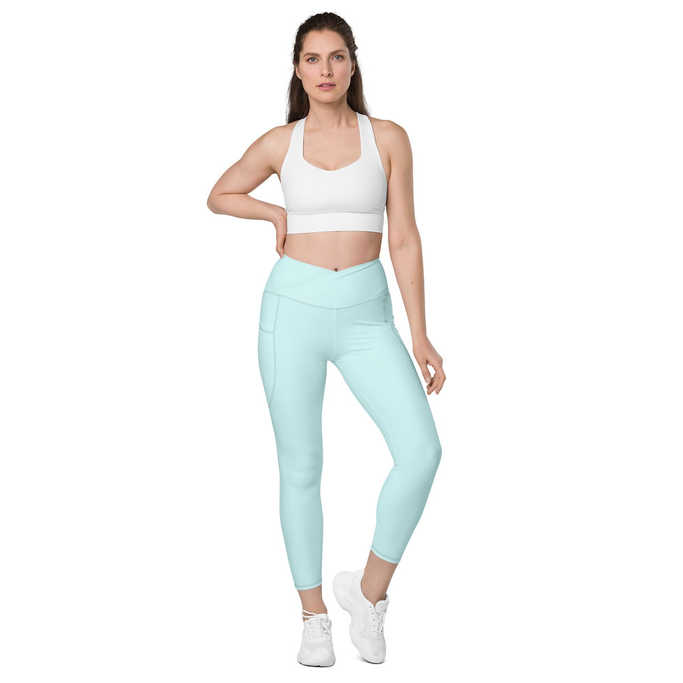 Thumbnail: Classic Essentials Women’s Crossover Leggings w/ Pockets (Cyan)
