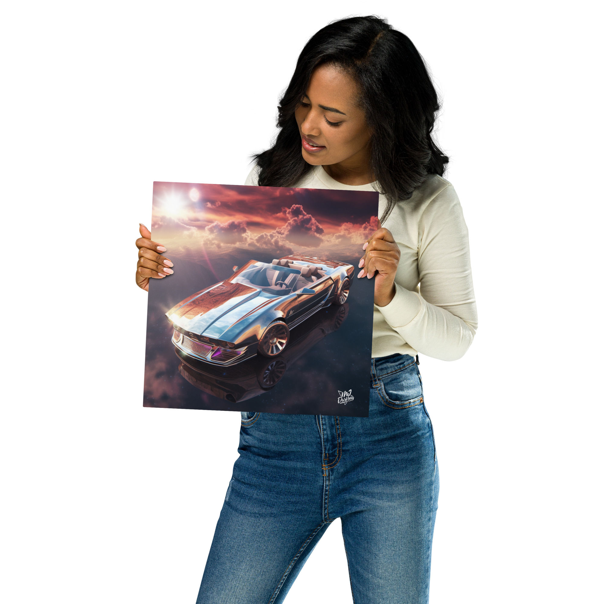 Metal Print (Dream Racer One; 2010 Ford Mustang Convertible; Chrome) 2