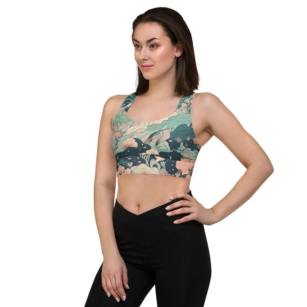 Thumbnail: Rockstar Essentials Women’s Longline Sports Bra/Top (Spring; Tea In Okinawa)