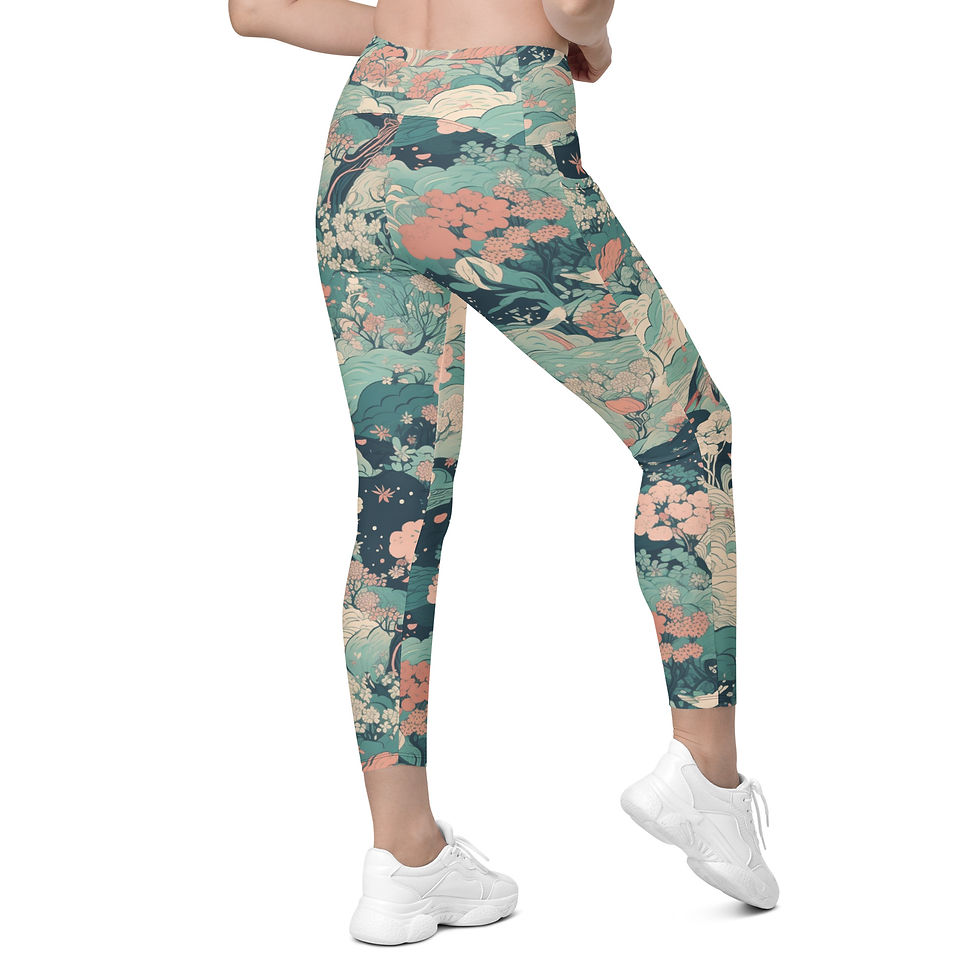 Thumbnail: Rockstar Essentials Women's Crossover Leggings w/ Pockets (Spring; Tea In Okinaw