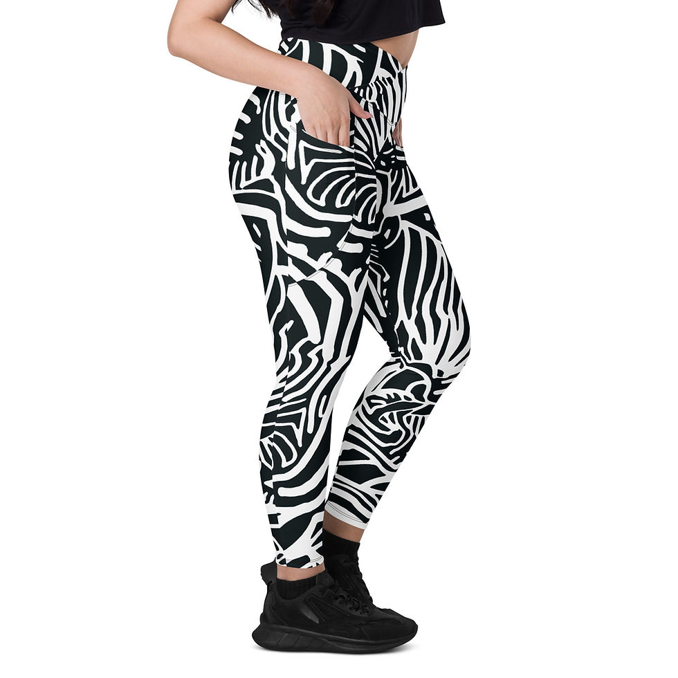 Thumbnail: Rockstar Essentials Women's Crossover Leggings w/ Pockets (Zebra 2)