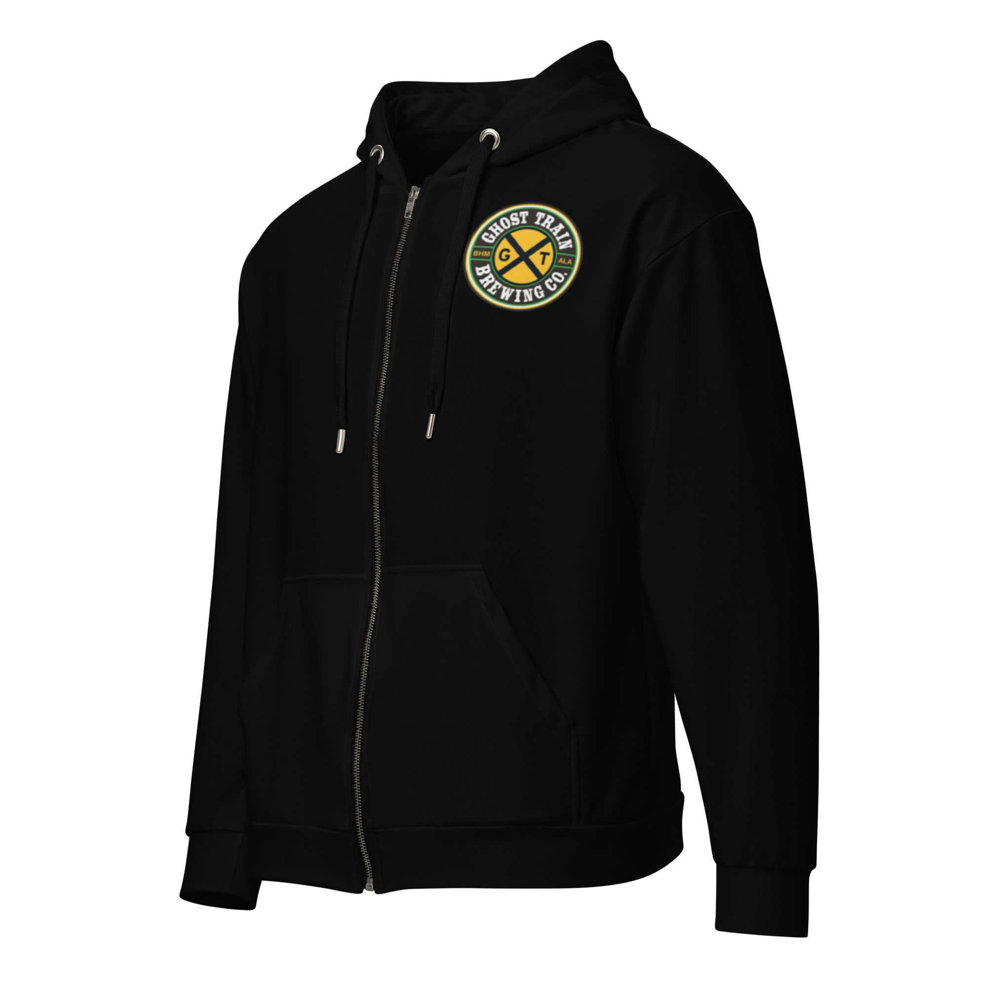 Ghost Train Brewing Company Zip Hoodie (Unisex; Black; Logo-A)