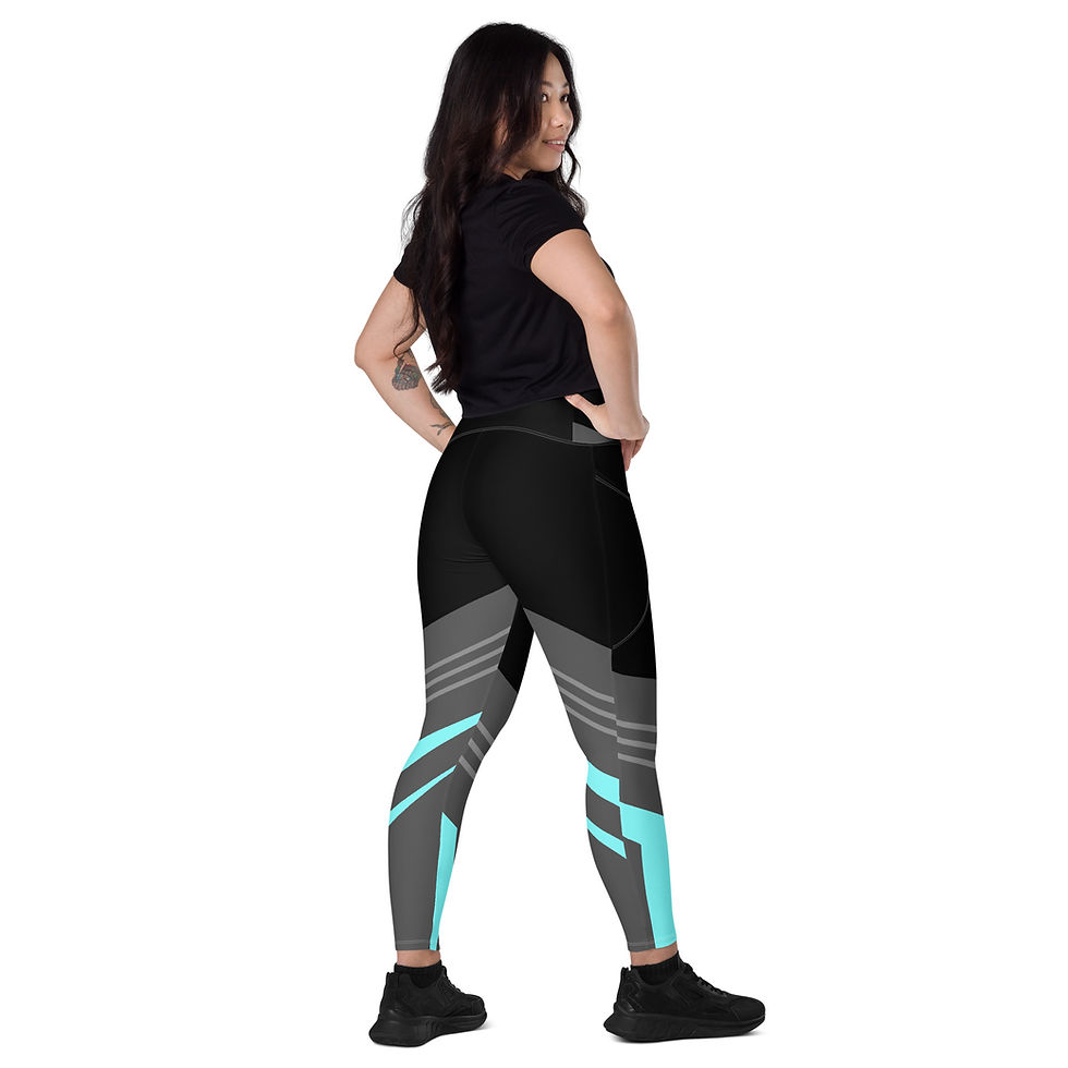 Thumbnail: Superhuman Essentials Women's Sport Leggings w/ Pockets (Cyan/Black)