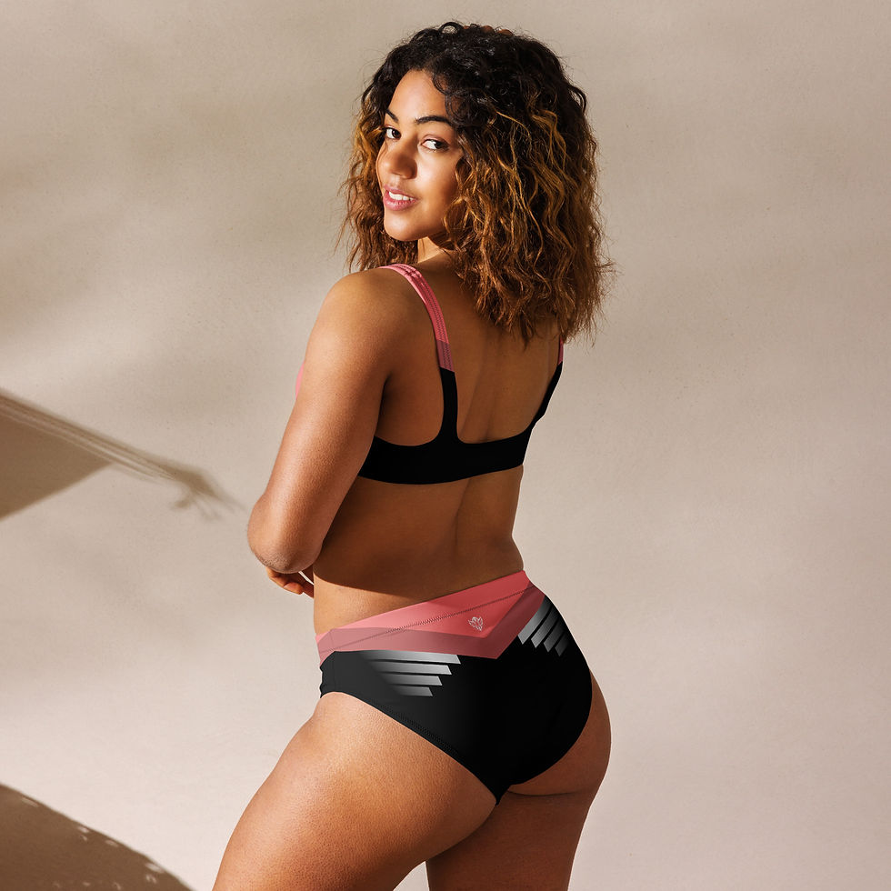 Thumbnail: Superhuman Essentials Women's High-Waisted Bikini (Paladin; Salmon/Black)