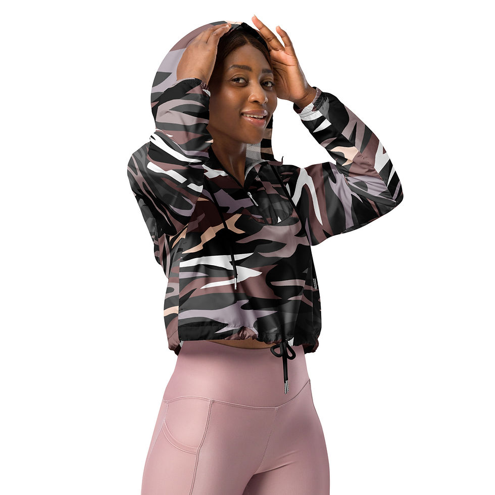 Thumbnail: Rockstar Essentials Women’s Cropped Windbreaker (Shiggy; Camo; Gray)