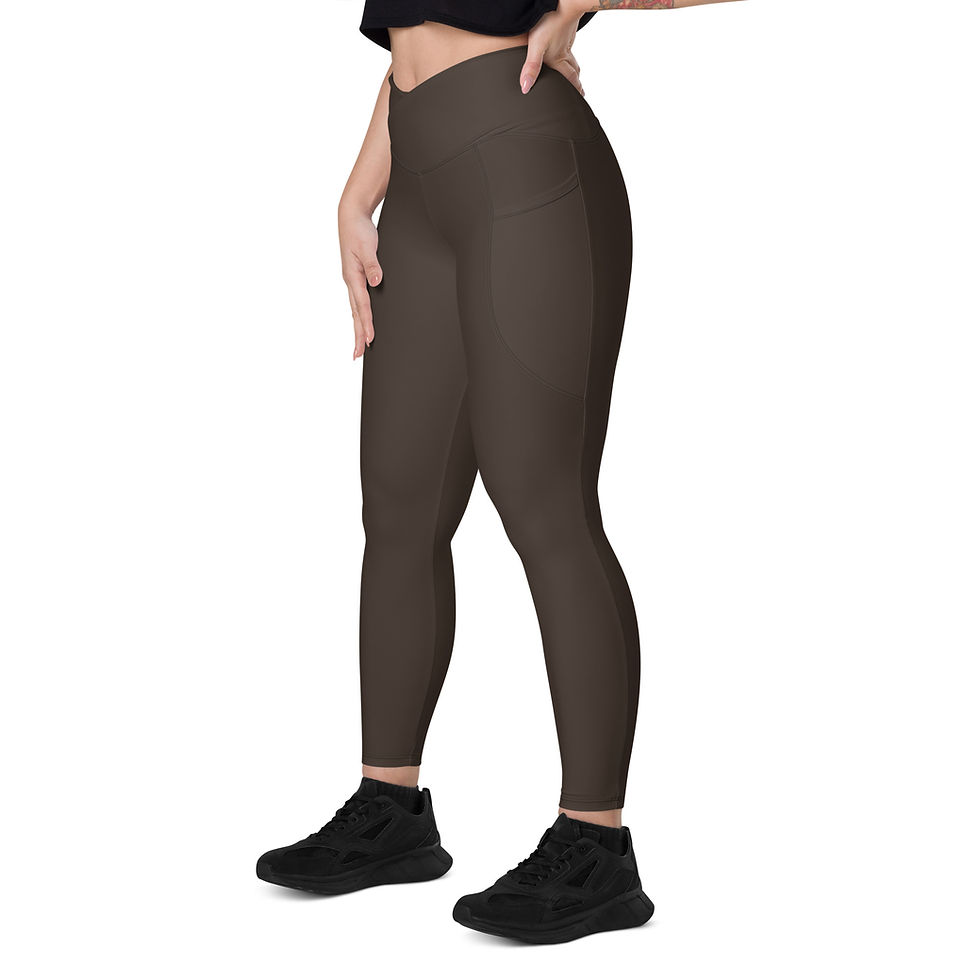 Thumbnail: Classic Essentials Women’s Crossover Leggings w/ Pockets (Chocolate)