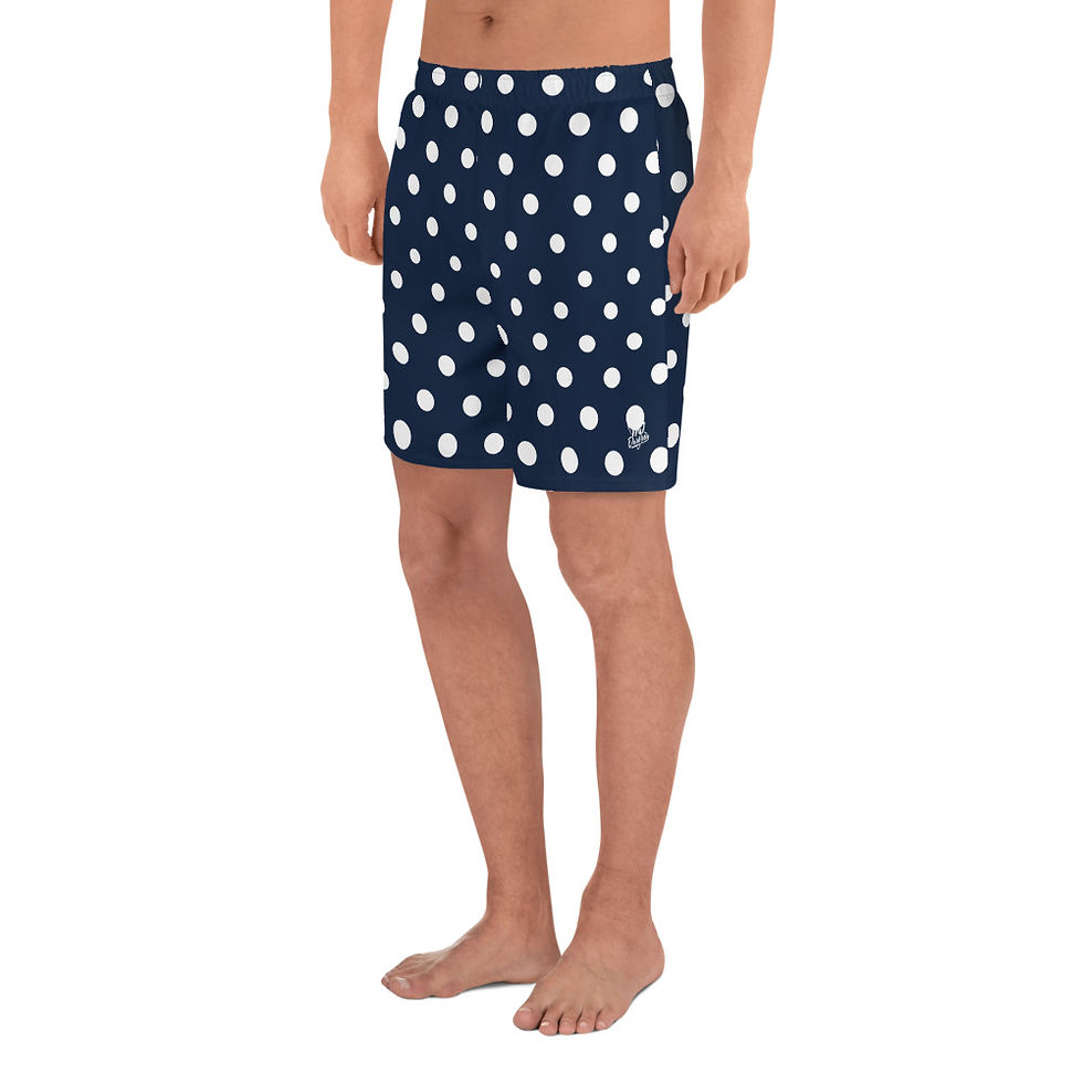 Thumbnail: Classic Essentials Athletic Shorts (Unisex; Long; Polka Dot; White/Navy)