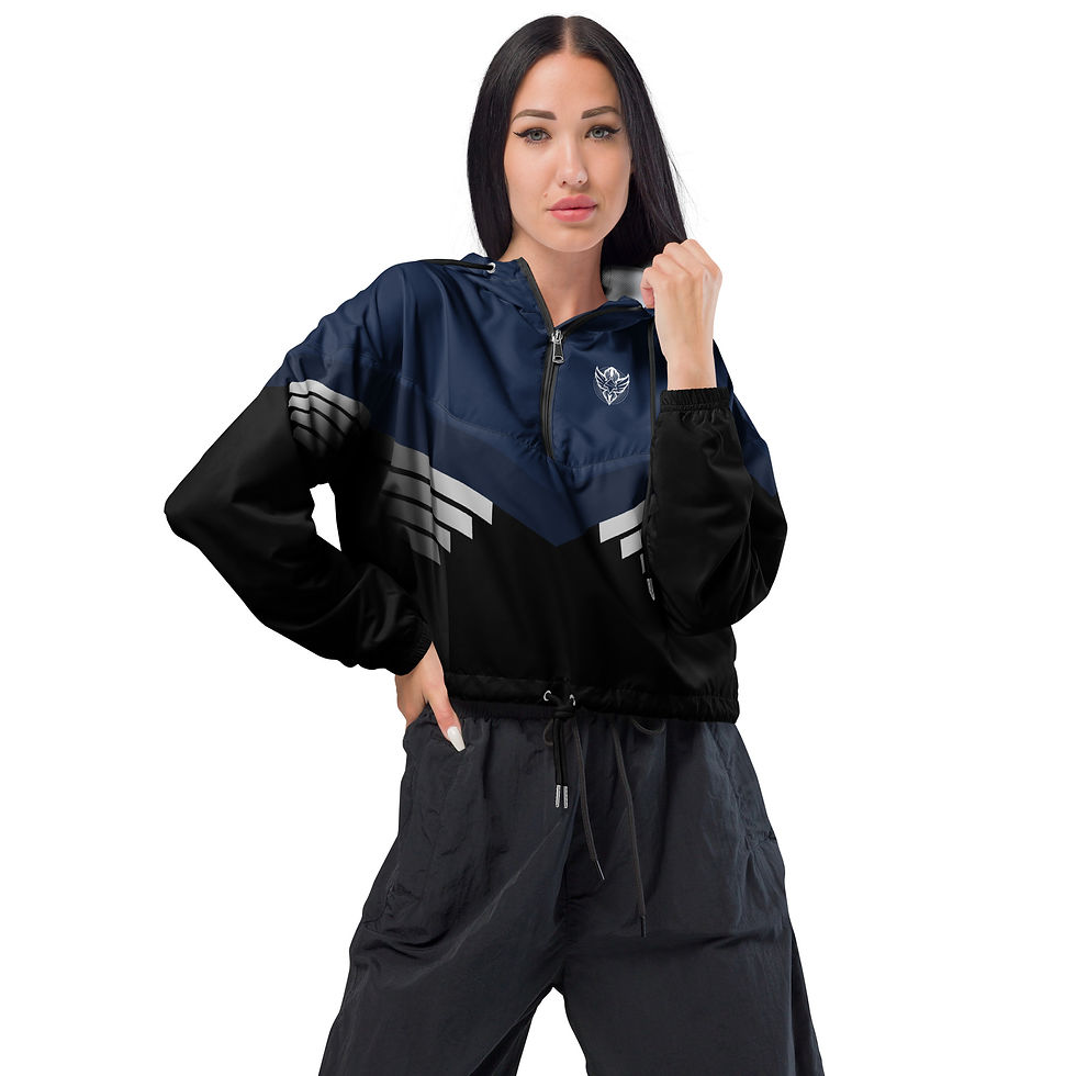 Thumbnail: Superhuman Essentials Women's Cropped Windbreaker (Paladin; Navy/Black)