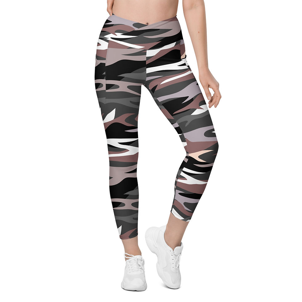 Thumbnail: Rockstar Essentials Women's Crossover Leggings w/ Pockets (Shiggy; Camo Gray)