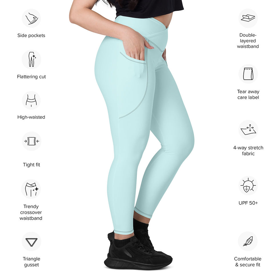 Thumbnail: Classic Essentials Women’s Crossover Leggings w/ Pockets (Cyan)