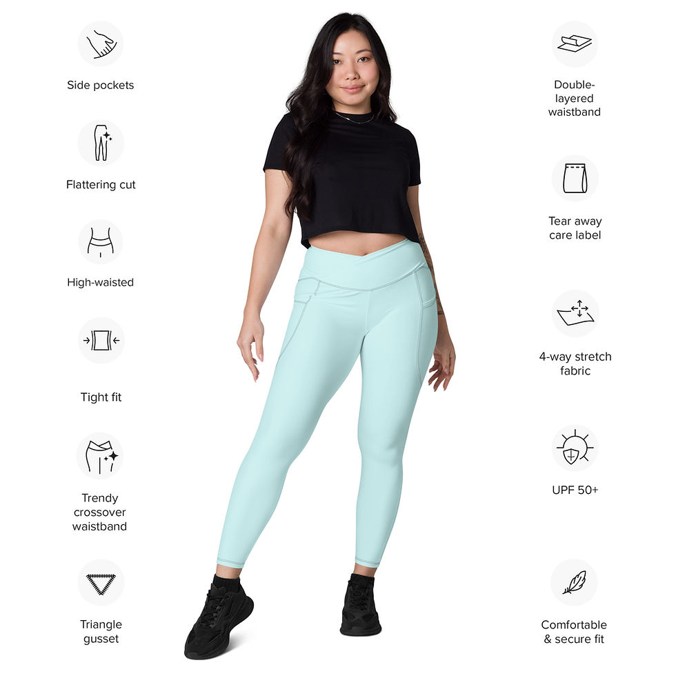Thumbnail: Classic Essentials Women’s Crossover Leggings w/ Pockets (Cyan)
