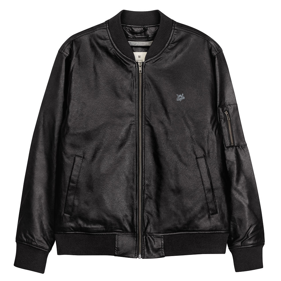 Thumbnail: Classic Essentials Leather Bomber Jacket (Faux; Unisex; Black)