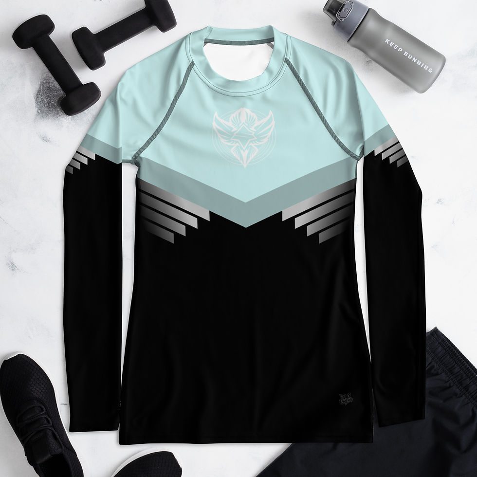 Thumbnail: Superhuman Essentials Women's Rash Guard (Paladin; Cyan/Black)