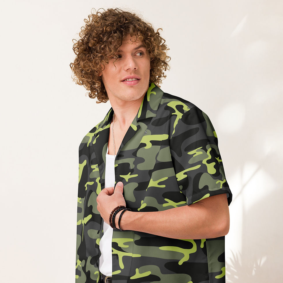 Thumbnail: Rockstar Essentials Short Sleeve Button Down Shirt (Unisex; Shiggy; Camo Green)