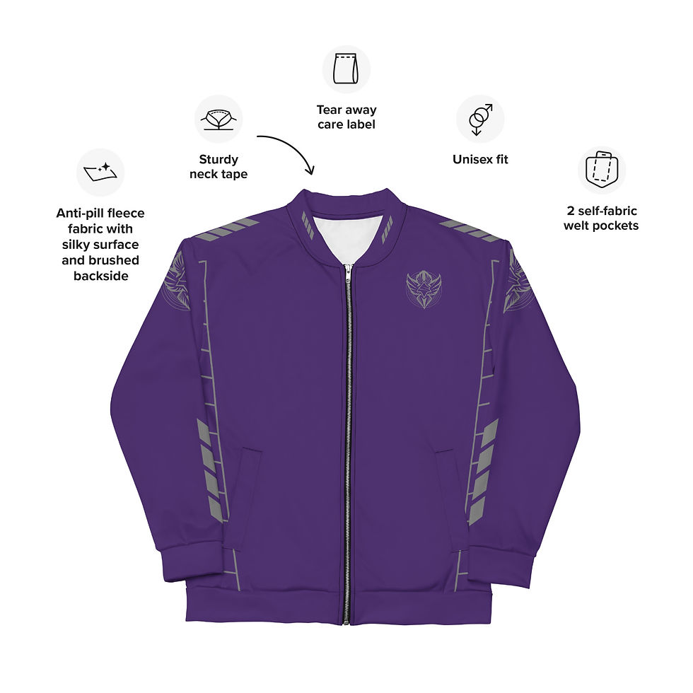 Thumbnail: Superhuman Essentials Bomber Jacket Liner Zip Sweater (Unisex; Crew; Purple)