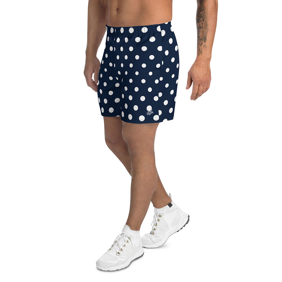 Thumbnail: Classic Essentials Athletic Shorts (Unisex; Long; Polka Dot; White/Navy)