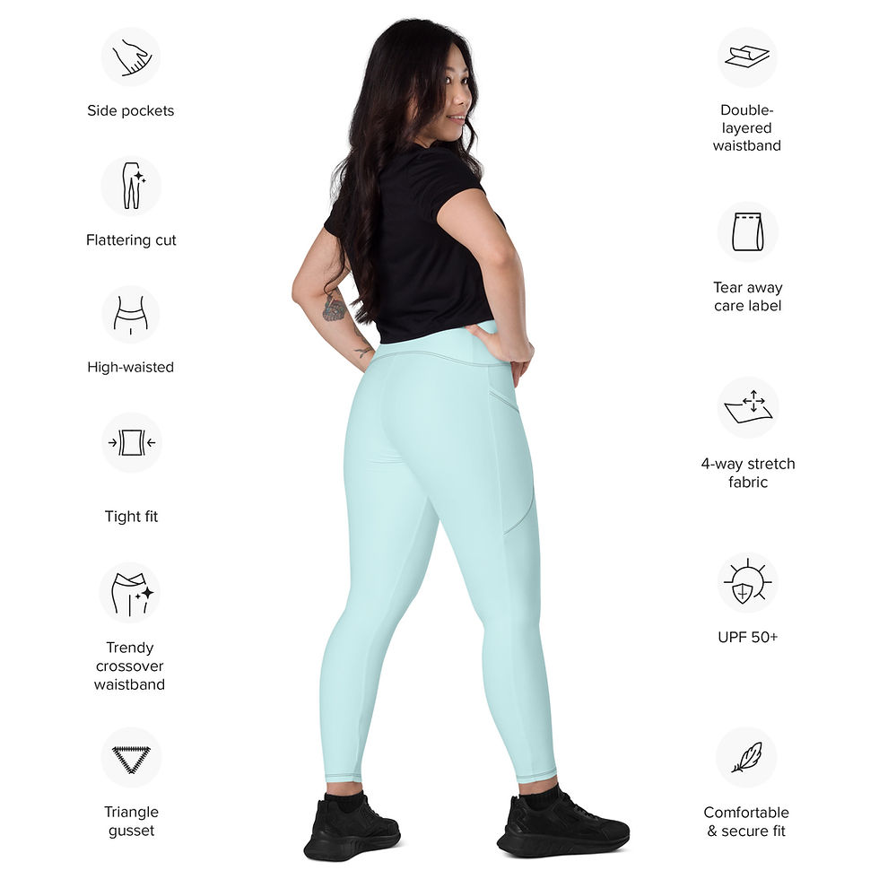 Thumbnail: Classic Essentials Women’s Crossover Leggings w/ Pockets (Cyan)