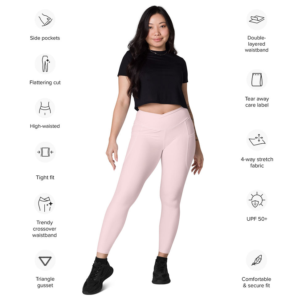 Thumbnail: Classic Essentials Women’s Crossover Leggings w/ Pockets (Pink Champagne)