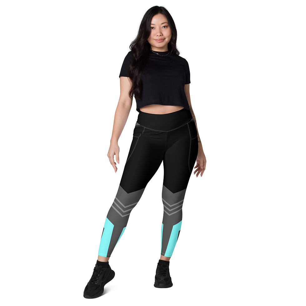 Thumbnail: Superhuman Essentials Women's Sport Leggings w/ Pockets (Cyan/Black)