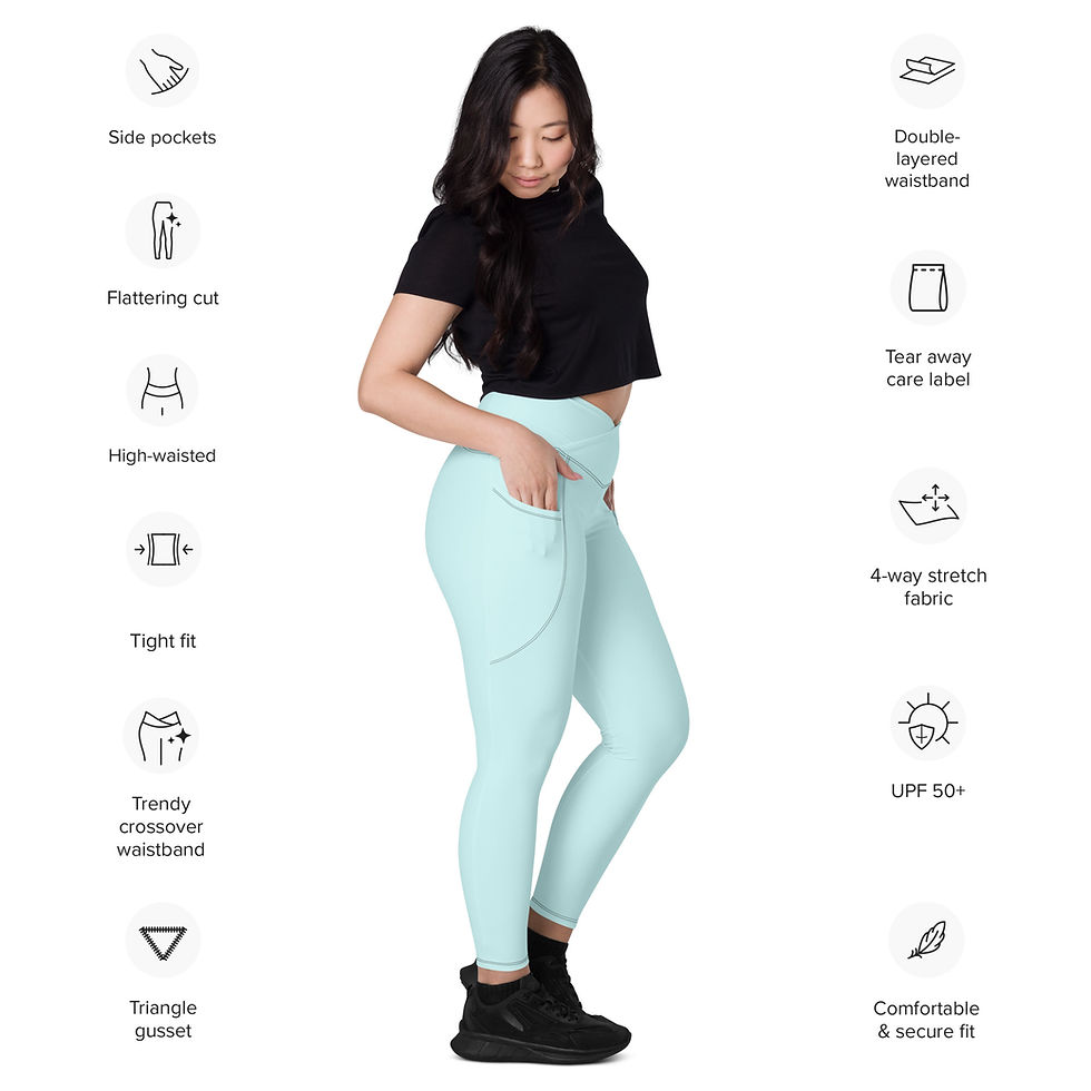 Thumbnail: Classic Essentials Women’s Crossover Leggings w/ Pockets (Cyan)