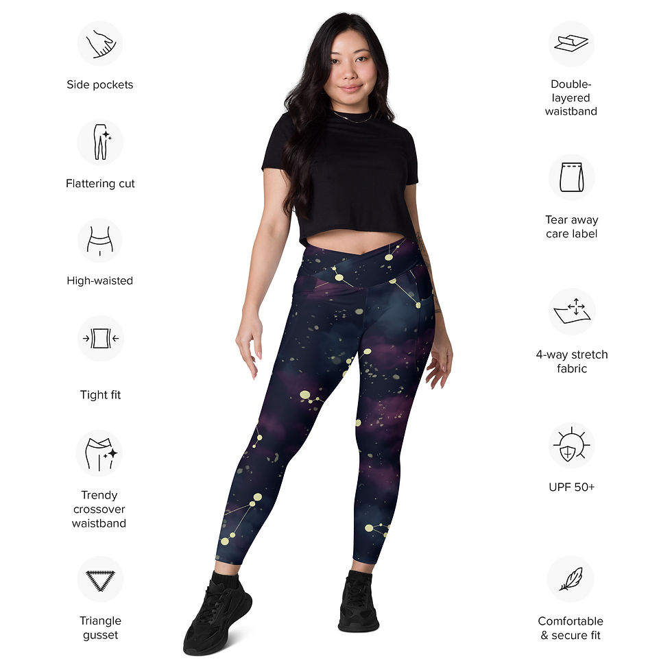 Thumbnail: Rockstar Essentials Women's Crossover Leggings w/ Pockets (Constellations)