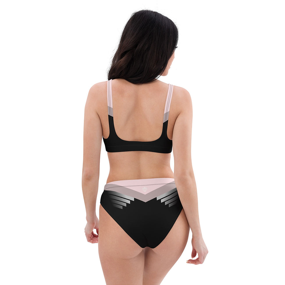 Thumbnail: Superhuman Essentials Women's High-Waisted Bikini (Paladin; Pink Champagne/Black