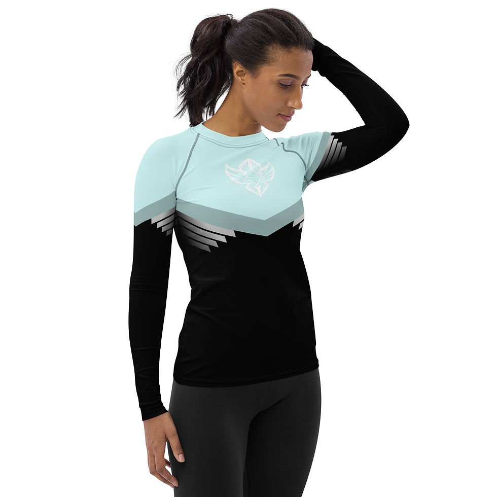 Thumbnail: Superhuman Essentials Women's Rash Guard (Paladin; Cyan/Black)